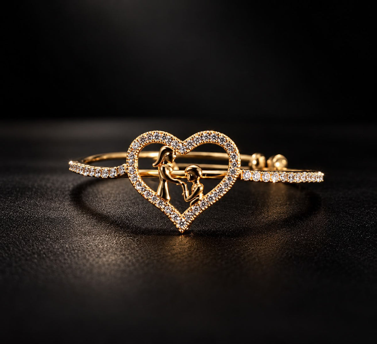 Golden Mother & Child Heart Bracelet