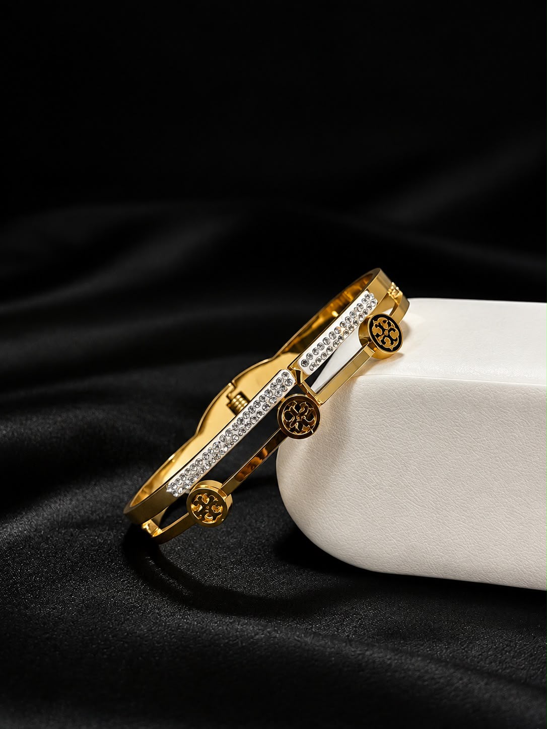 Luxury Golden Crystal Double-Layer Bangle