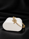 Golden Butterfly Crystal Cuff Bracelet