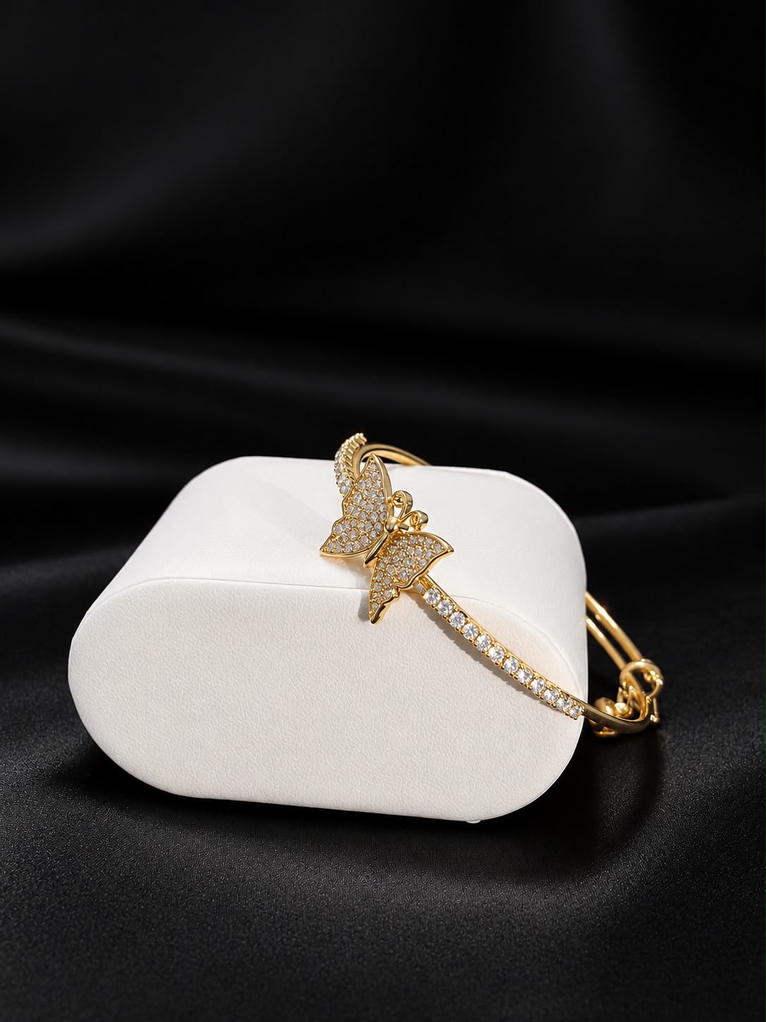 Golden Butterfly Crystal Cuff Bracelet