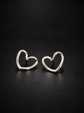 Silver Open Heart Stud Earrings