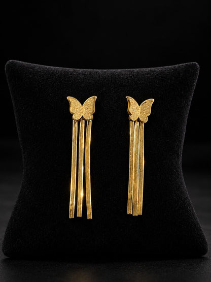 Golden Butterfly Tassel Earrings