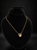 Golden Pearl Horseshoe Pendant Necklace