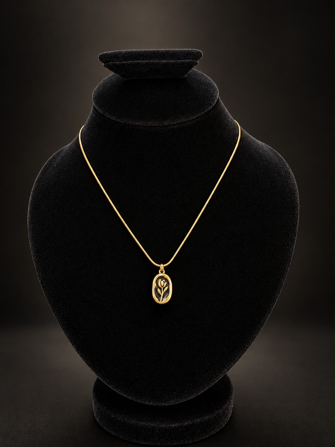 Golden Tulip Flower Pendant Necklace