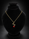 Golden Red Rose Pendant Necklace