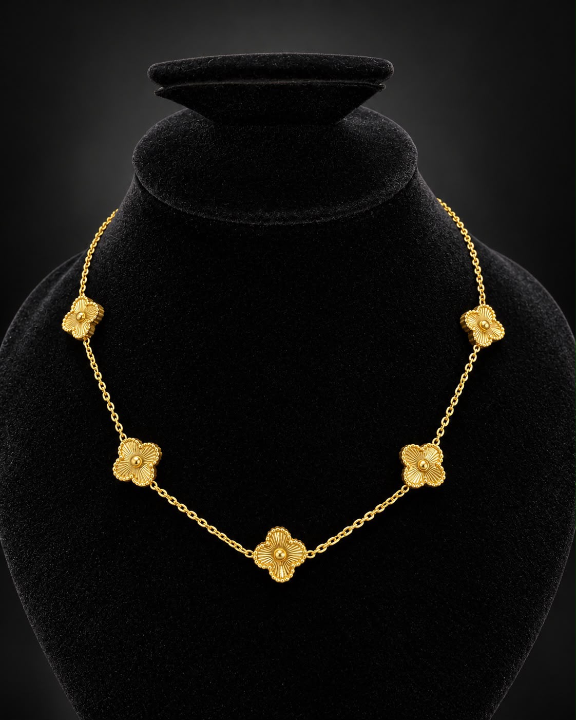 Golden Five Clover Flower Necklace
