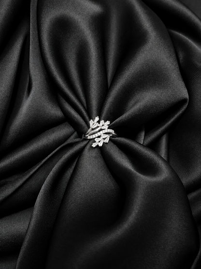 Silver Crystal Floral Wrap Ring