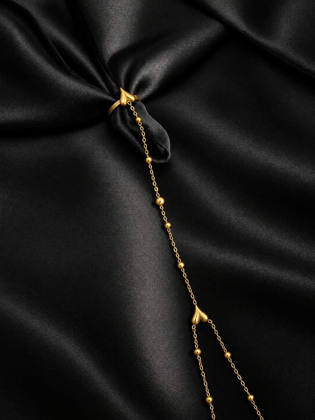 Golden Heart Hand Chain Bracelet
