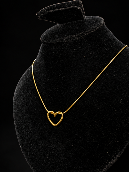 Golden Open Heart Pendant Necklace