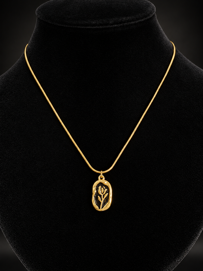 Golden Tulip Flower Pendant Necklace