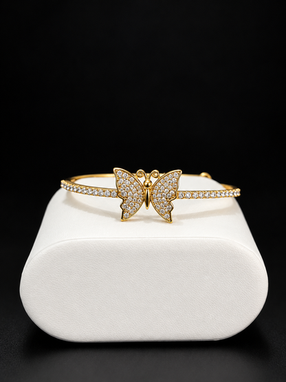 Golden Butterfly Crystal Cuff Bracelet