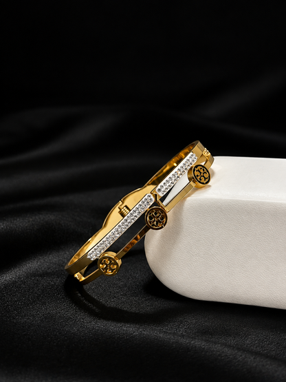 Luxury Golden Crystal Double-Layer Bangle