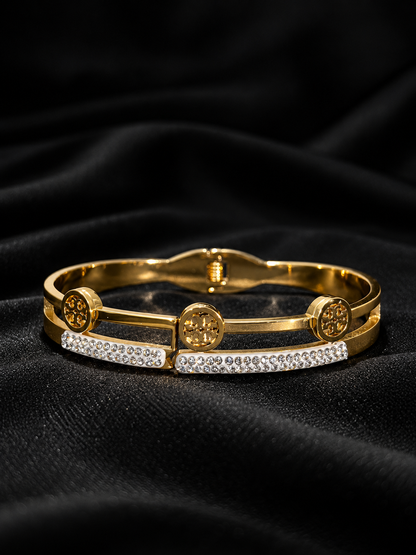 Luxury Golden Crystal Double-Layer Bangle