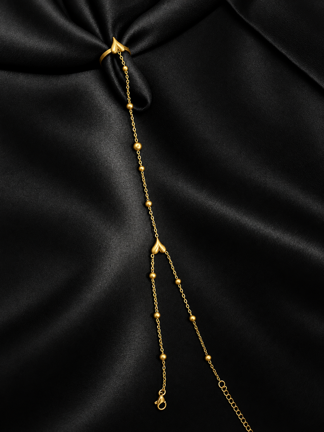 Golden Heart Hand Chain Bracelet