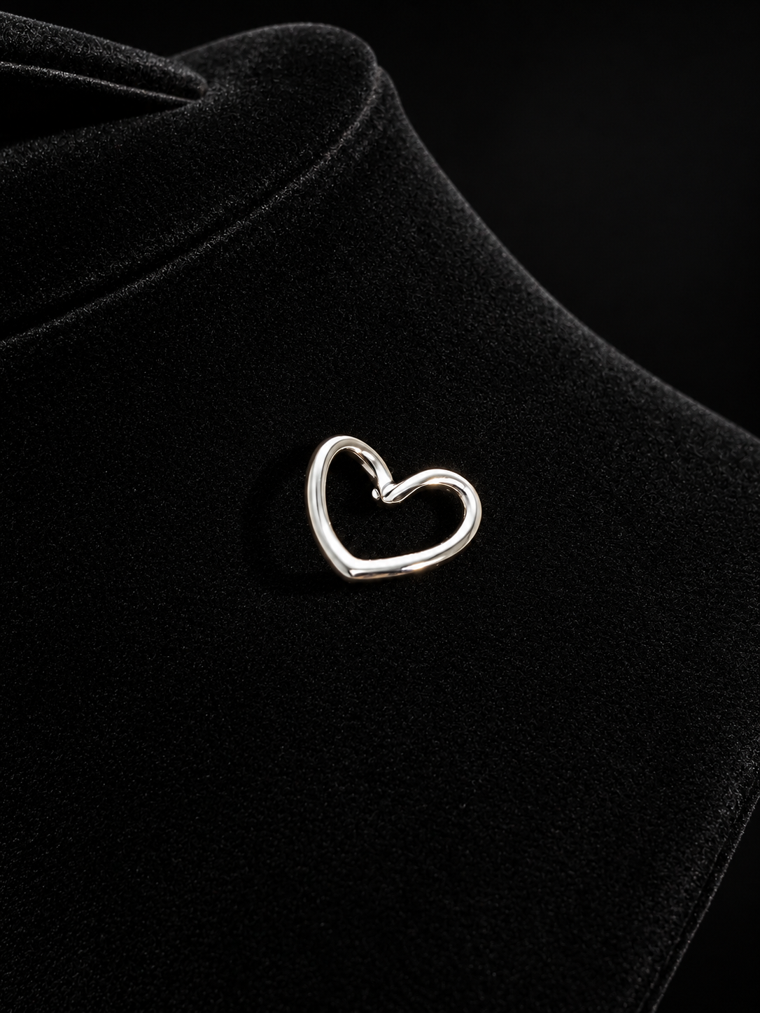 Silver Open Heart Stud Earrings