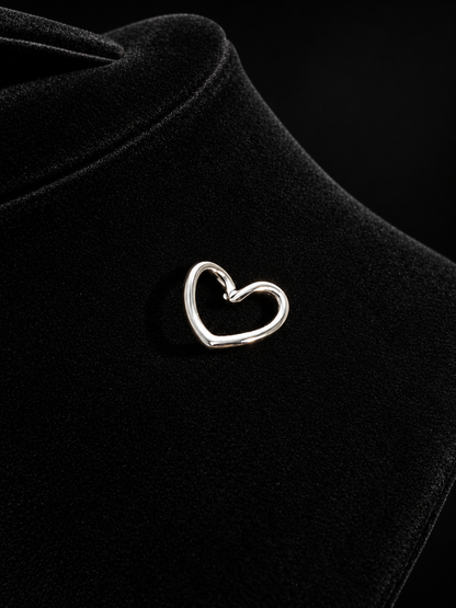 Silver Open Heart Stud Earrings
