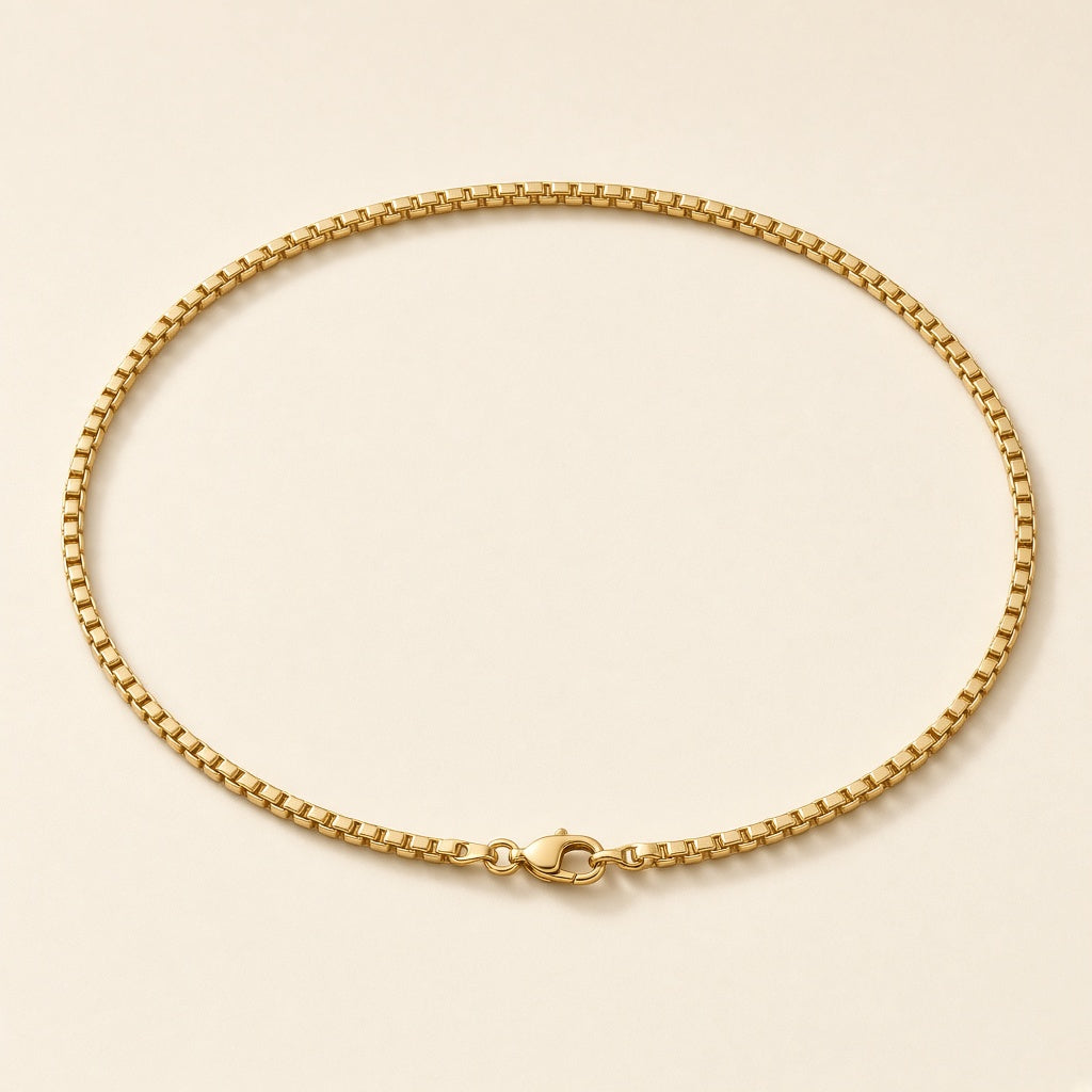 Men's gold-tone stainless steel box chain necklace with lobster clasp