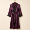 Lace Trim Satin Robe